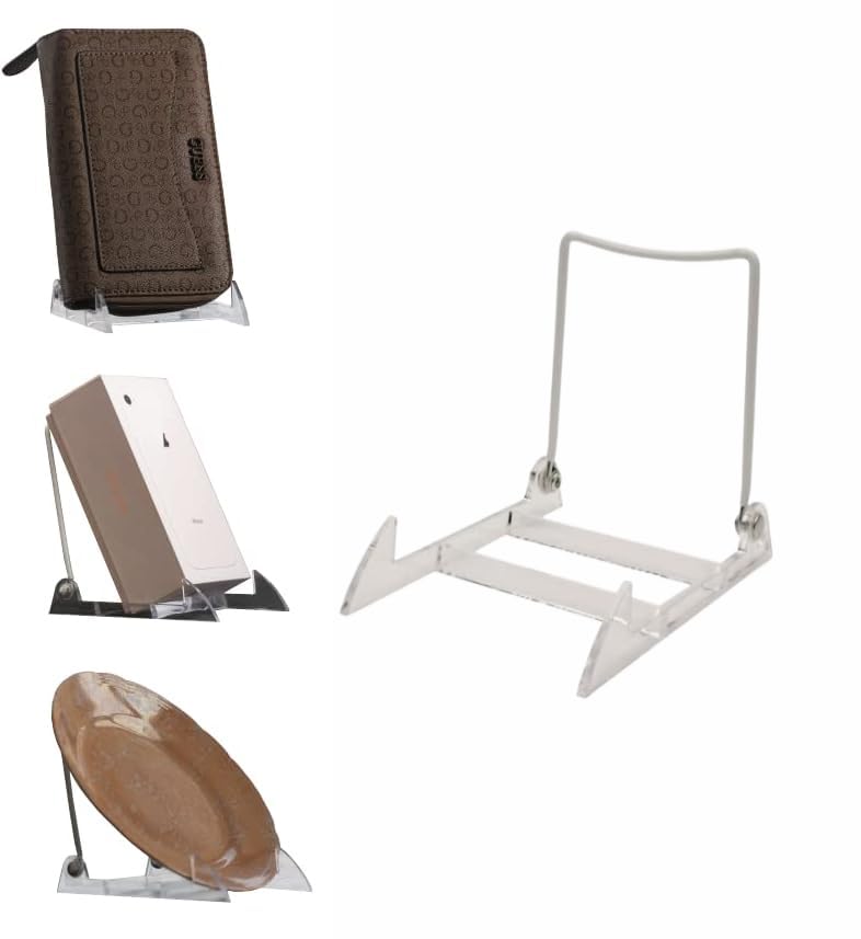 MADE IN USA 6-pack Sturdy & Durable Adjustable Acrylic Easels to Display Unnoticeably Plates, Art, Pictures & More - Unique on the Market