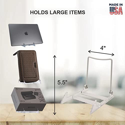 MADE IN USA 12-pack Sturdy & Durable Adjustable Acrylic Easels to Display Unnoticeably Plates, Art, Pictures & More - Unique on the Market