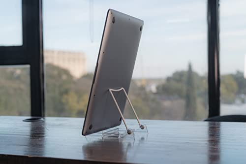 MADE IN USA 12-pack Sturdy & Durable Adjustable Acrylic Easels to Display Unnoticeably Plates, Art, Pictures & More - Unique on the Market