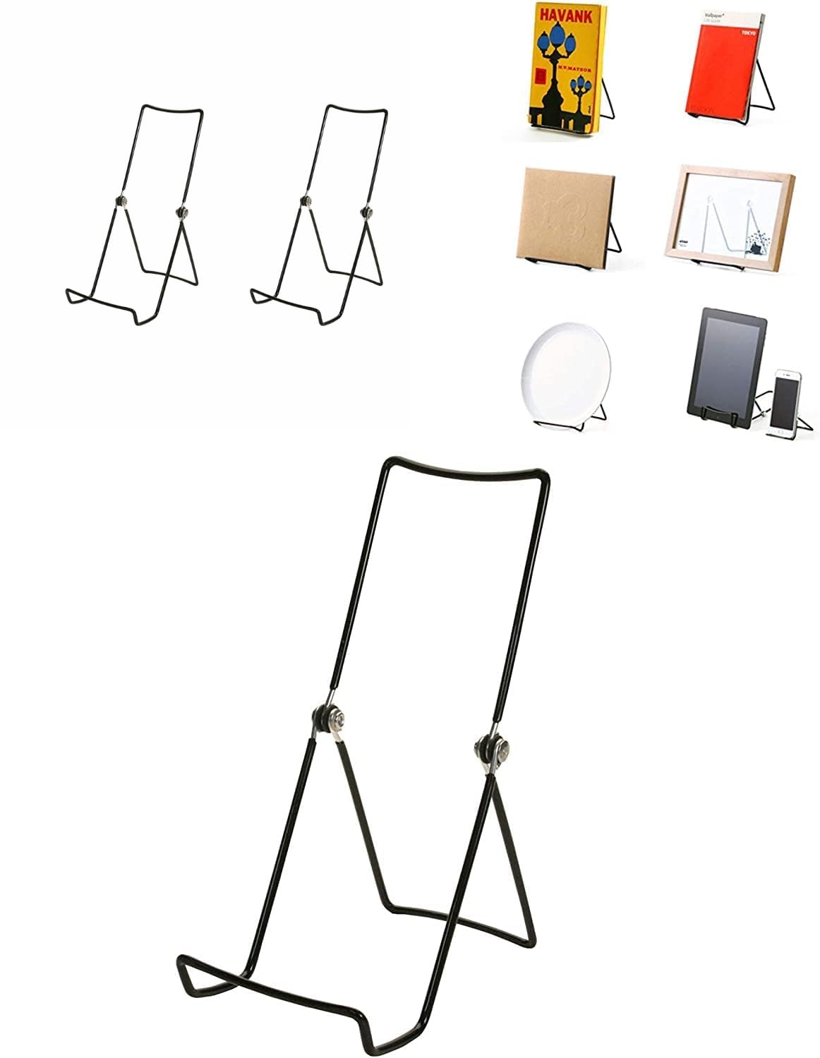 MADE IN USA 2-Pack Sturdy & Durable Adjustable Metal Easels to Display Books, Frames, Comics, Plates & More - Unique on the Market