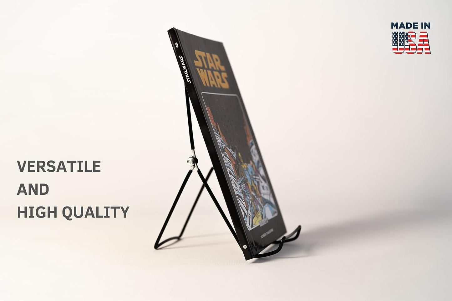 MADE IN USA 4-Pack Sturdy & Durable Adjustable Metal Easels to Display Books, Frames, Comics, Plates & More - Unique on the Market