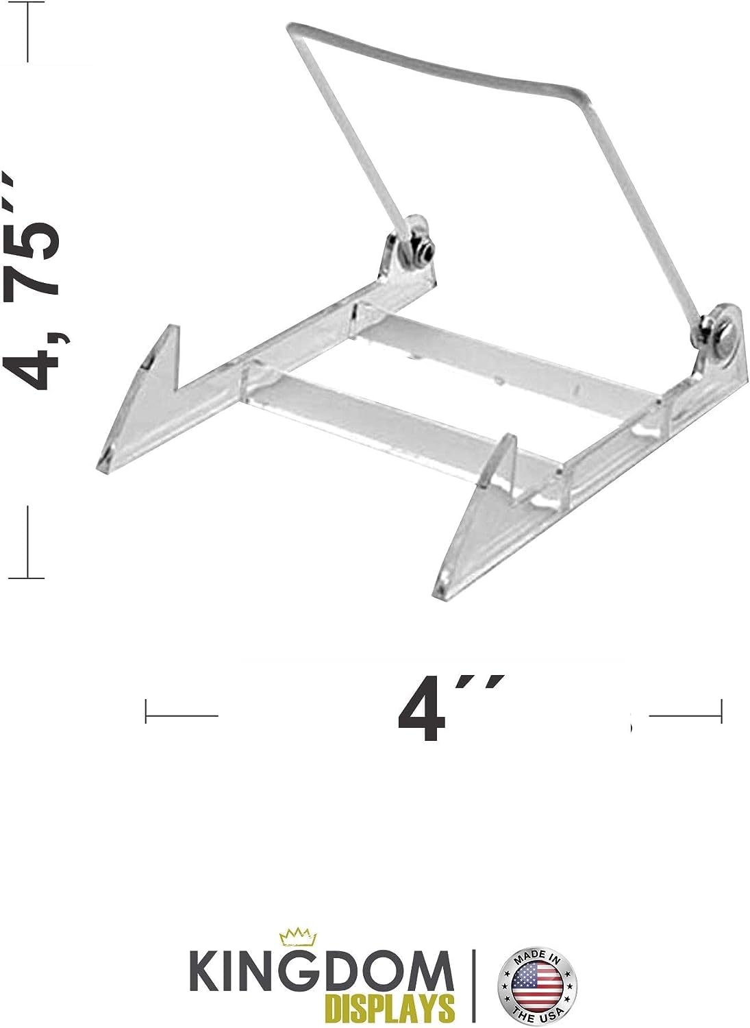 MADE IN USA 4-pack Sturdy & Durable Adjustable Acrylic Easels to Display Unnoticeably Plates, Art, Pictures & More - Unique on the Market
