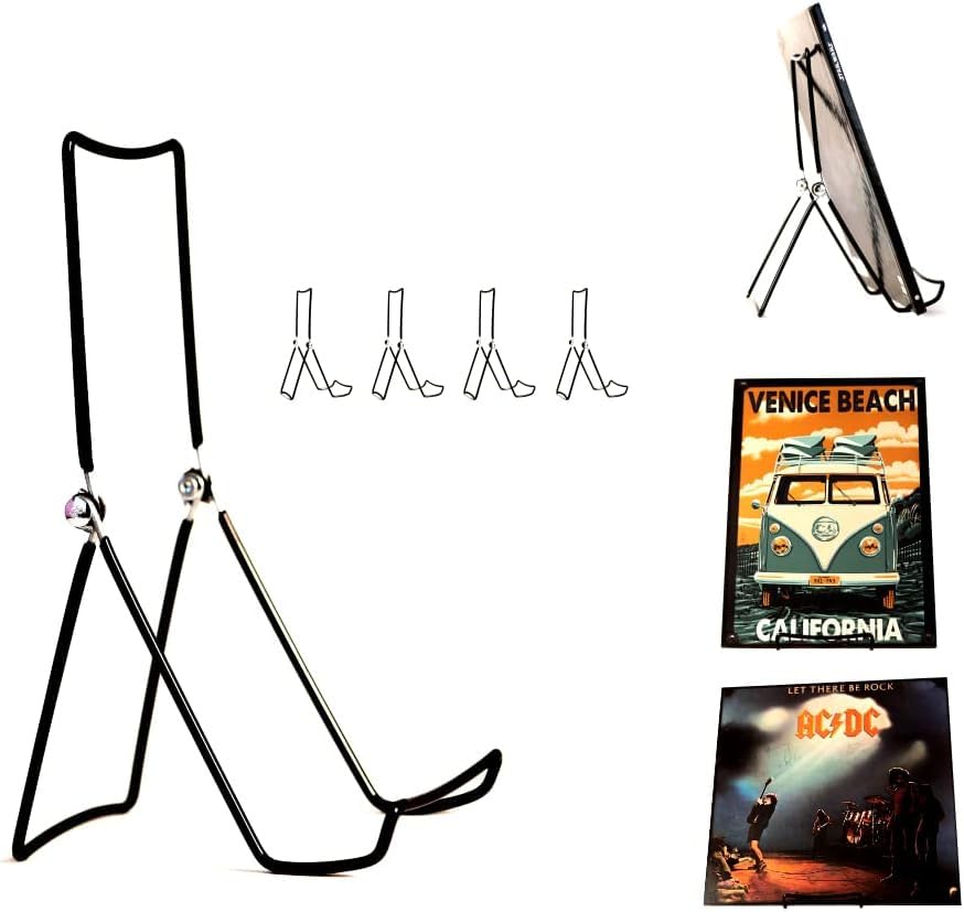 MADE IN USA 4-Pack Sturdy & Durable Adjustable Metal Easels to Display Books, Frames, Comics, Plates & More - Unique on the Market