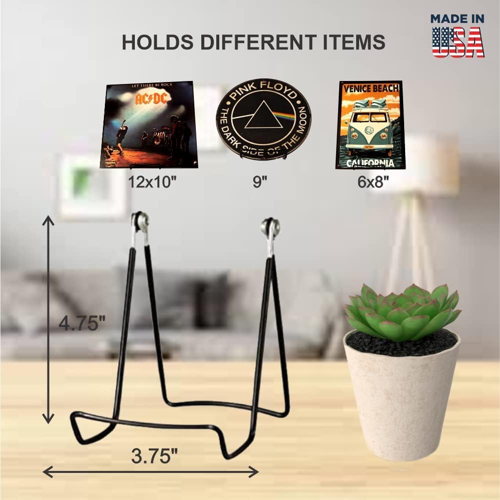 MADE IN USA 4-Pack Sturdy & Durable Adjustable Metal Easels to Display Books, Frames, Comics, Plates & More - Unique on the Market