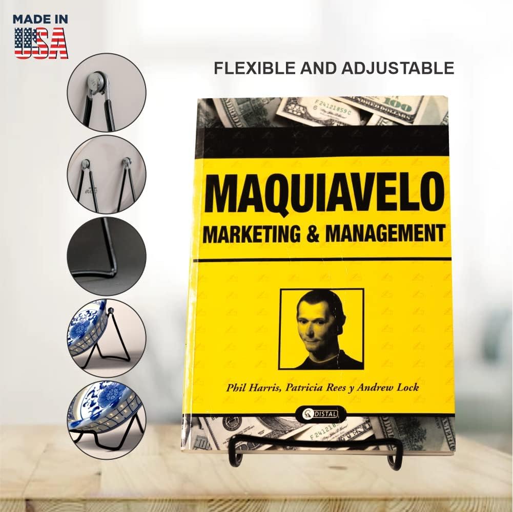 MADE IN USA 4-Pack Sturdy & Durable Adjustable Metal Easels to Display Books, Frames, Comics, Plates & More - Unique on the Market
