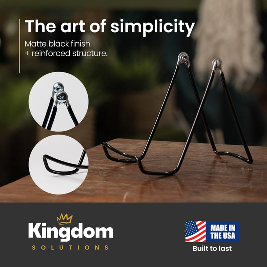 Adjustable Black Metal Easels in size 4.75"- Book Stand - Sturdy Plate Stand for Art, Pictures, Books, Frames - Unique on the Market