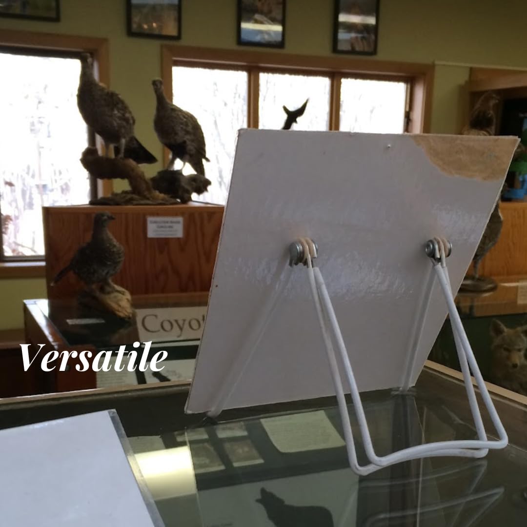 MADE IN USA 12-Pack Sturdy & Durable Adjustable White Metal Easels to Display Books, Frames, Comics, Plates & More - Unique on the Market