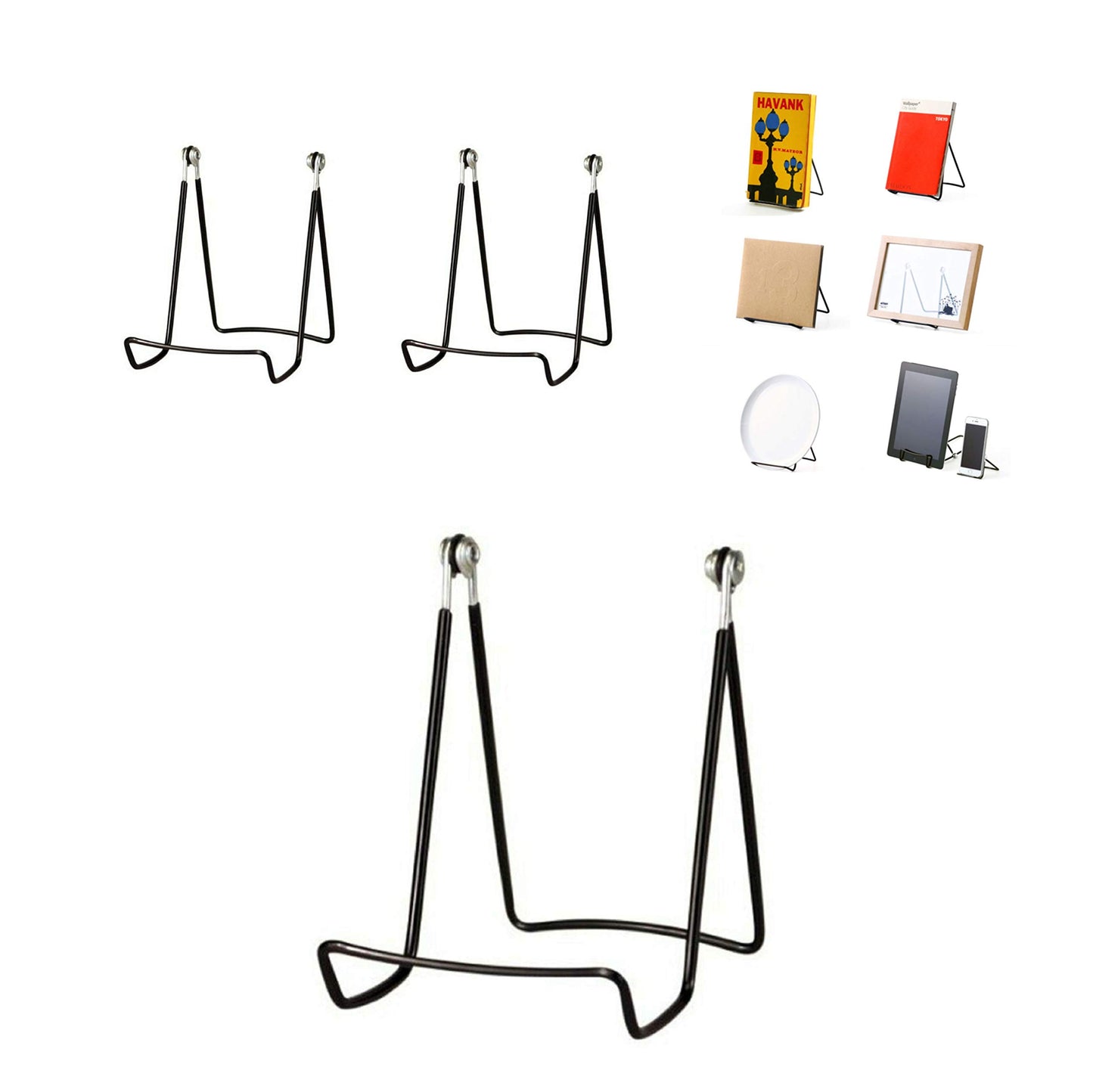 MADE IN USA 2-Pack Sturdy & Durable Adjustable Metal Easels to Display Books, Frames, Comics, Plates & More - Unique on the Market
