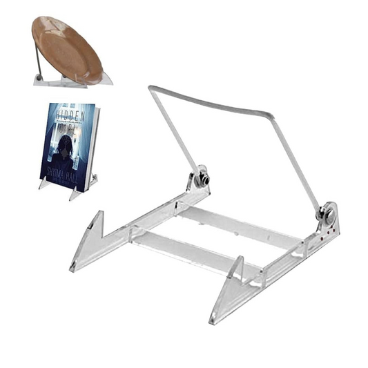 MADE IN USA 12-pack Sturdy & Durable Adjustable Acrylic Easels to Display Unnoticeably Plates, Art, Pictures & More - Unique on the Market
