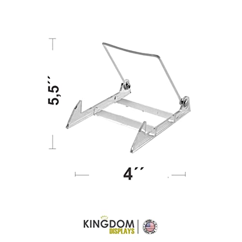 KINGDOM SOLUTIONS MADE IN USA 12-pack Sturdy & Durable Adjustable Acrylic Easels to Display Unnoticeably Plates, Art, Pictures & More - Unique on the Market