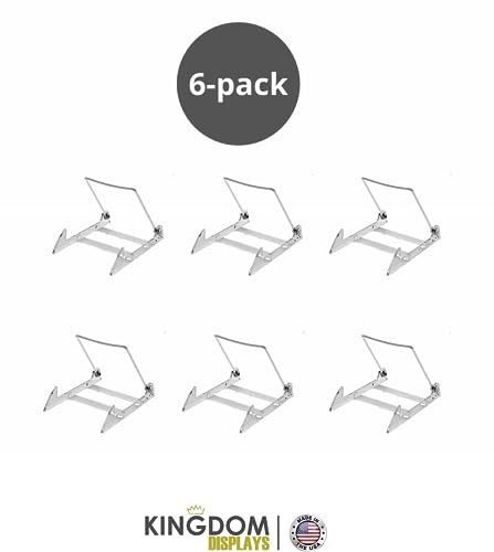 KINGDOM SOLUTIONS MADE IN USA 6-pack Sturdy & Durable Adjustable Acrylic Easels to Display Unnoticeably Plates, Art, Pictures & More - Unique on the Market