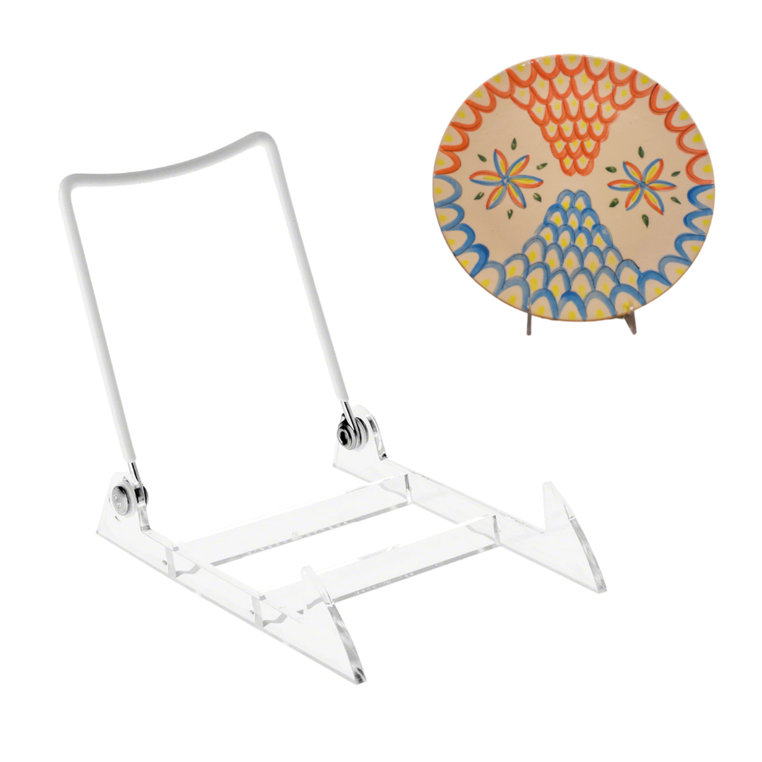 MADE IN USA 2-pack Sturdy & Durable Adjustable Acrylic Easels to Display Unnoticeably Plates, Art, Pictures & More - Unique on the Market