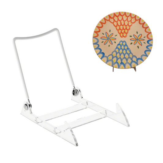 MADE IN USA 12-pack Sturdy & Durable Adjustable Acrylic Easels to Display Unnoticeably Plates, Art, Pictures & More - Unique on the Market