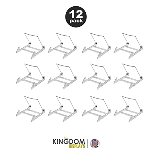 KINGDOM SOLUTIONS MADE IN USA 12-pack Sturdy & Durable Adjustable Acrylic Easels to Display Unnoticeably Plates, Art, Pictures & More - Unique on the Market