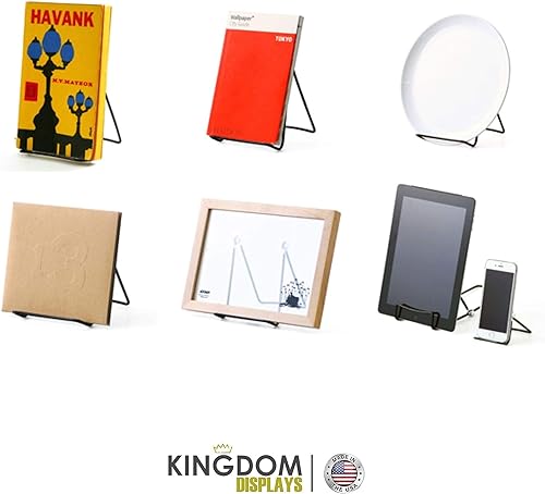 KINGDOM SOLUTIONS MADE IN USA 6-Pack Sturdy & Durable Adjustable Metal Easels to Display Books, Frames, Comics, Plates & More - Unique on the Market