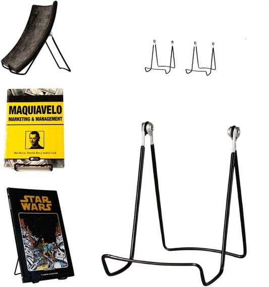 KINGDOM SOLUTIONS MADE IN USA 2-Pack Sturdy & Durable Adjustable Metal Easels to Display Books, Frames, Comics, Plates & More - Unique on the Market