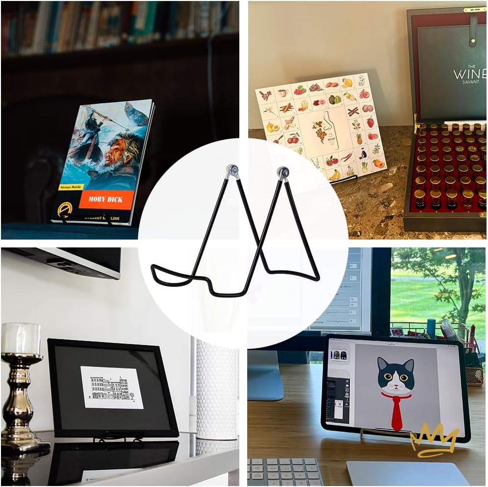 Adjustable Black Metal Easels in size 4.75"- Book Stand - Sturdy Plate Stand for Art, Pictures, Books, Frames - Unique on the Market