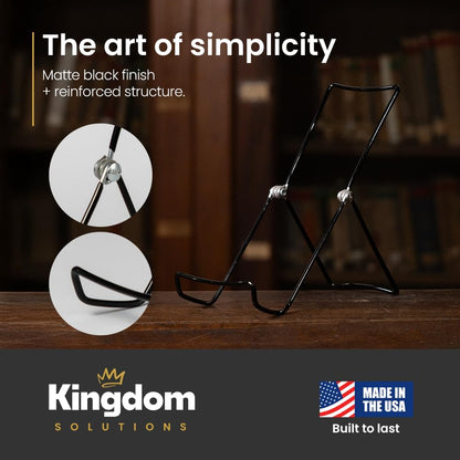 Adjustable Black Metal Easels in size 8.5"- Book Stand - Sturdy Plate Stand for Art, Pictures, Books, Frames - Unique on the Market