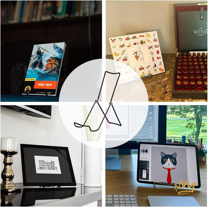 Adjustable Black Metal Easels in size 8.5"- Book Stand - Sturdy Plate Stand for Art, Pictures, Books, Frames - Unique on the Market