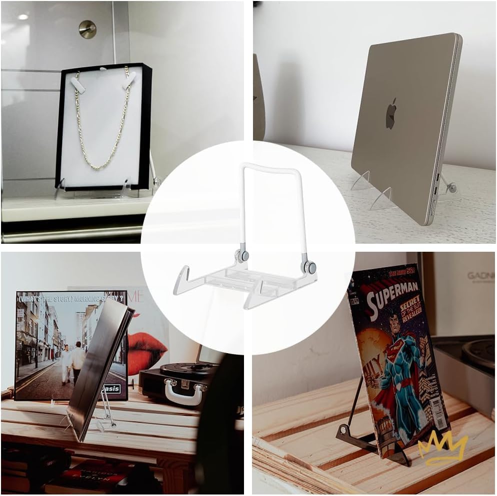 Adjustable Acrylic Easels Size in 3.5" - Plate Stand - Sturdy Book Stand for Art, Pictures, Plates, Frames - Unique on the Market