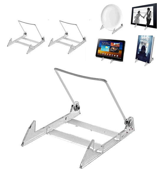 KINGDOM SOLUTIONS MADE IN USA 2-pack Sturdy & Durable Adjustable Acrylic Easels to Display Unnoticeably Plates, Art, Pictures & More - Unique on the Market