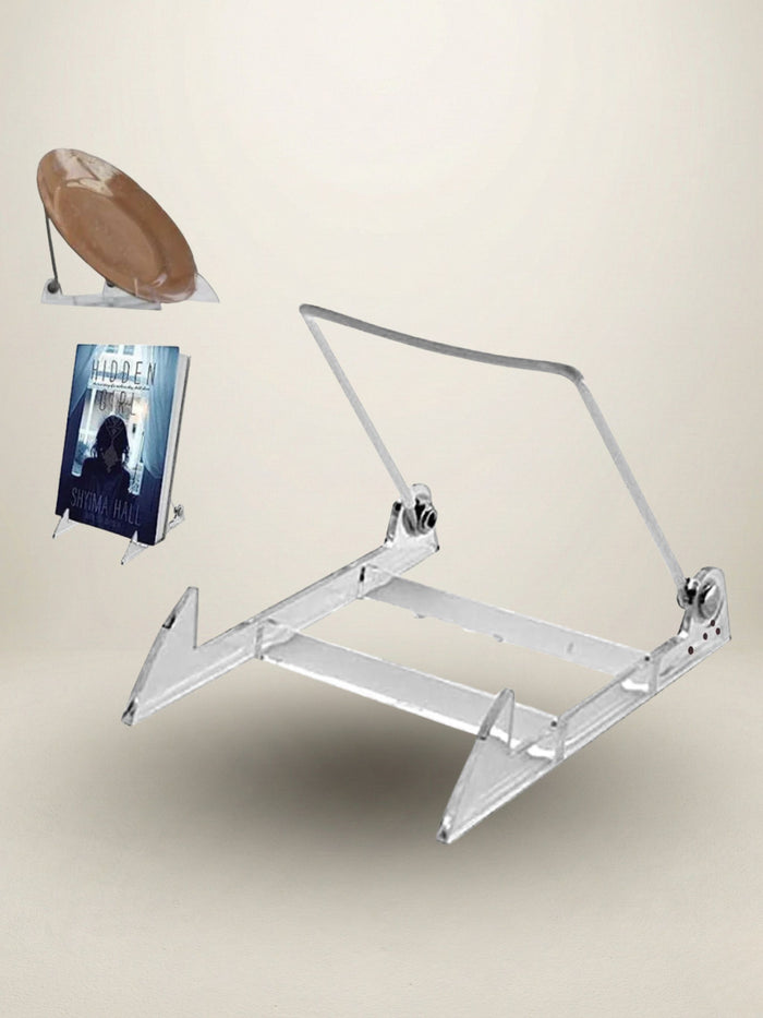 MADE IN USA 12-pack Sturdy & Durable Adjustable Acrylic Easels to Display Unnoticeably Plates, Art, Pictures & More - Unique on the Market